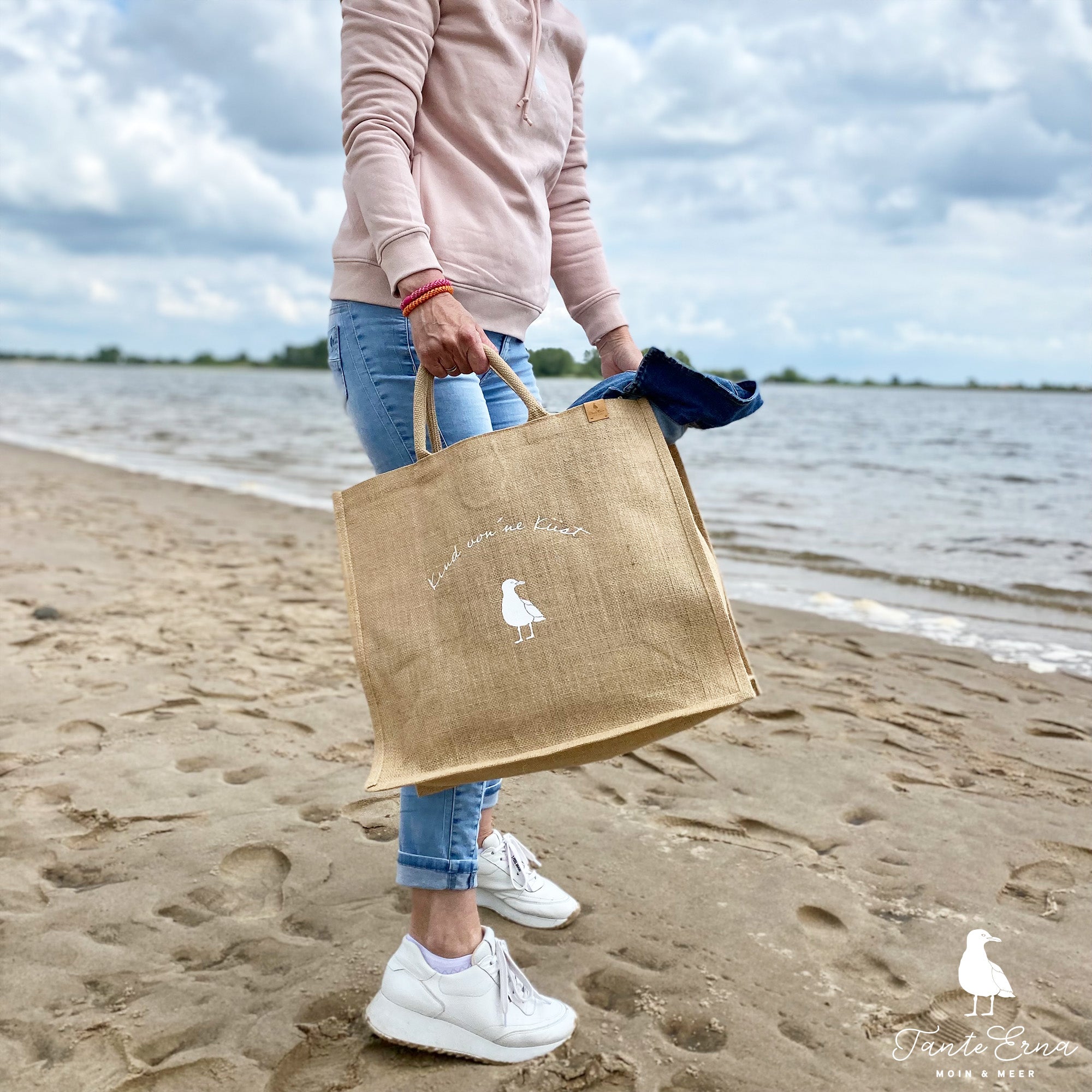 Strandtasche aus Jute mit maritimen Motiv | Tante Erna