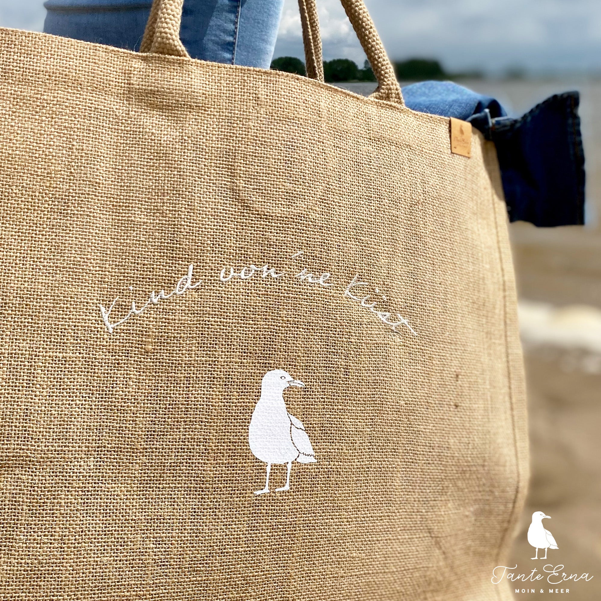 Strandtasche aus Jute mit maritimen Motiv | Tante Erna