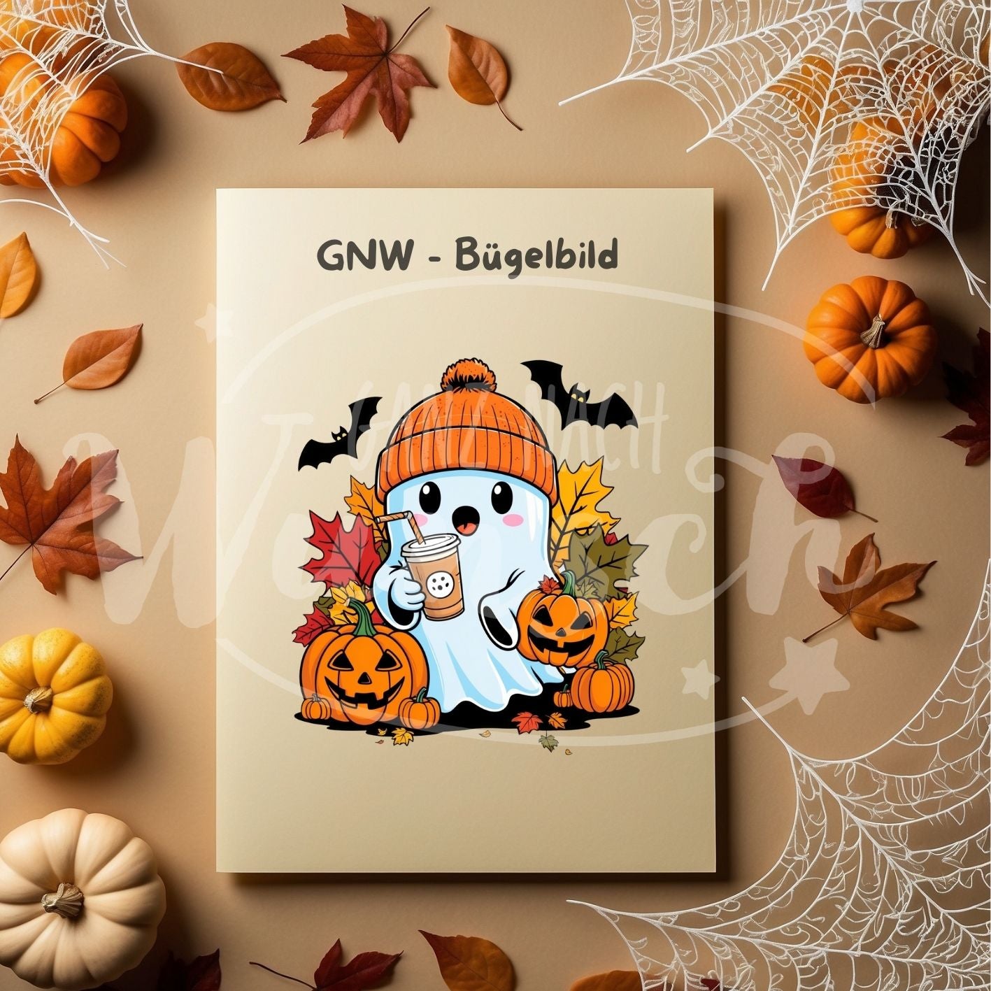 Bügelbild - Niedliches Gespenst im Herbstlook - Kuschelig & Süß - GNW_600005