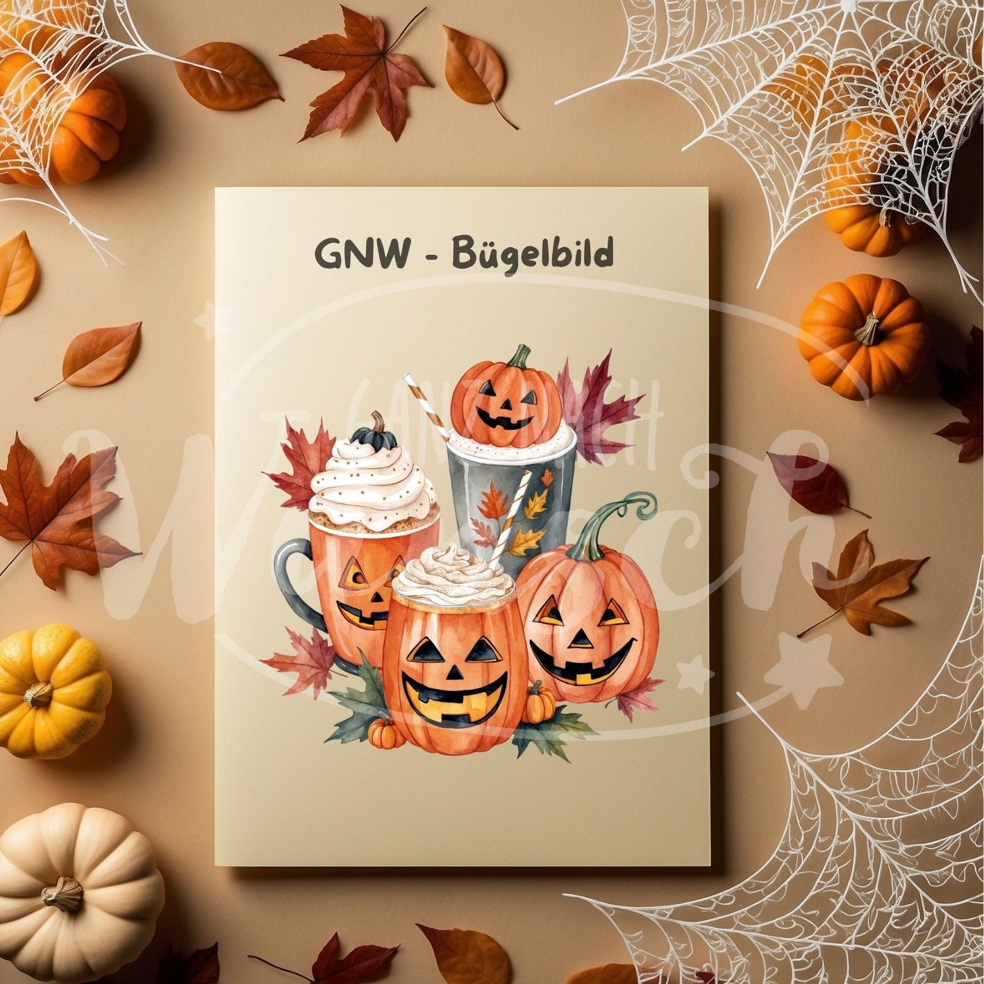 Bügelbild - Halloween-Tassen mit Kürbissen - Gemütlich & Gruselig - GNW_600044