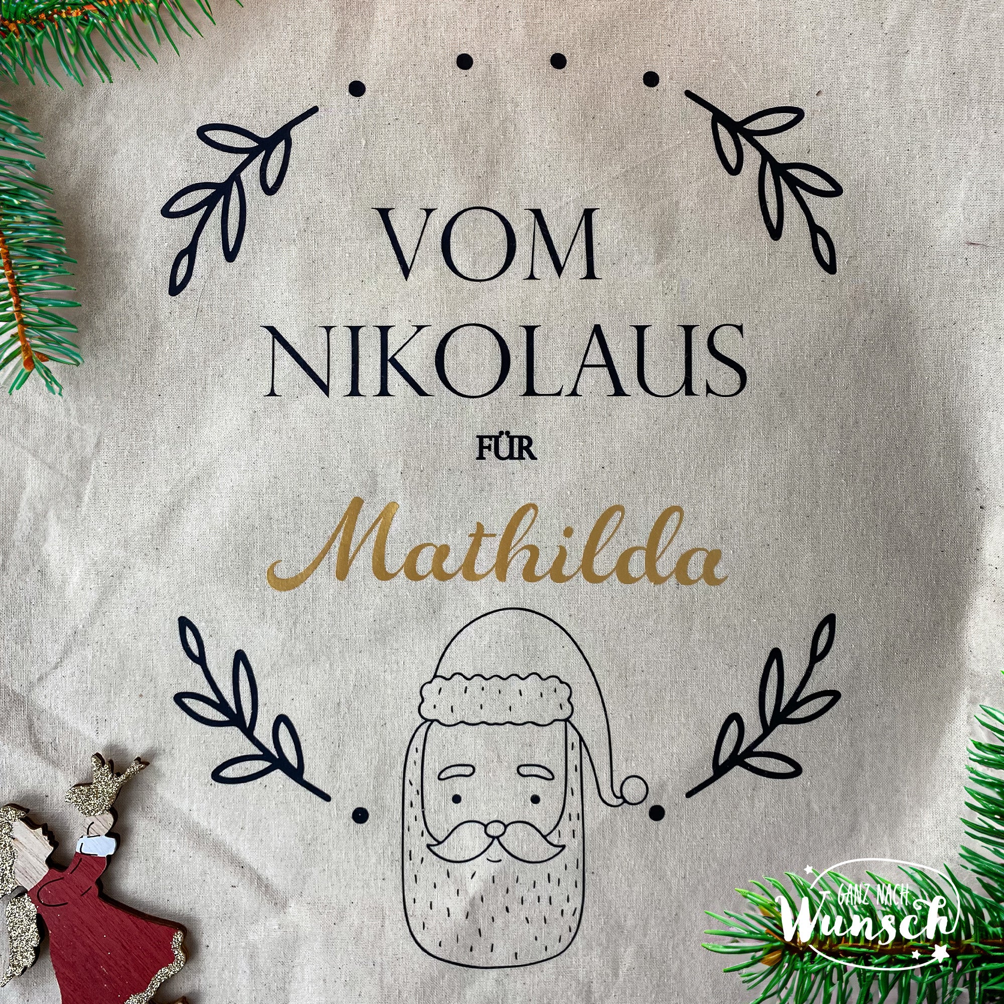 Weihnachten - Vom Nikolaus - Bedruckter Stoffbeutel