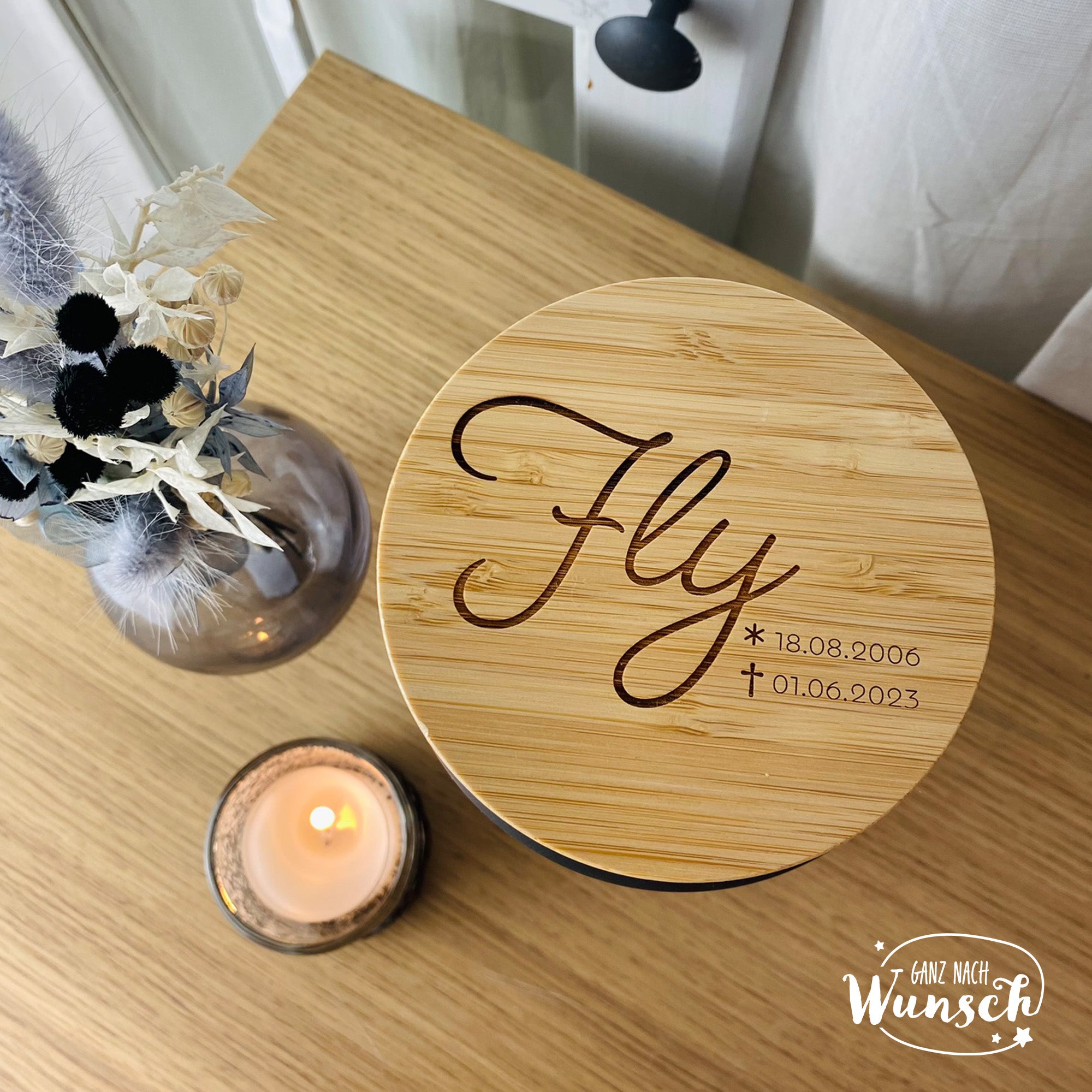 Personalisierte Tierurne | mit Namen und Datum | Urne Katze | Hund | Haustier