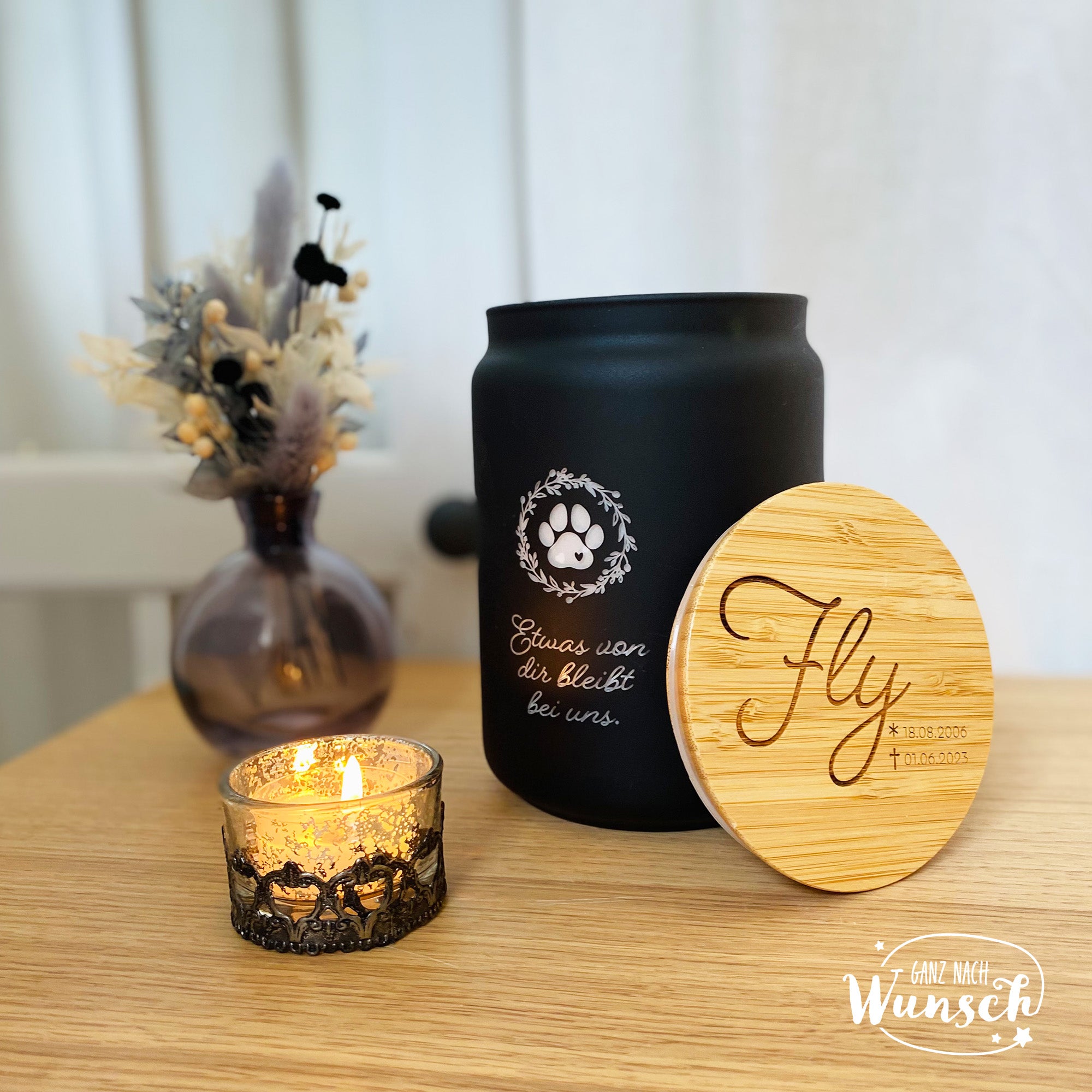 Personalisierte Tierurne | mit Namen und Datum | Urne Katze | Hund | Haustier