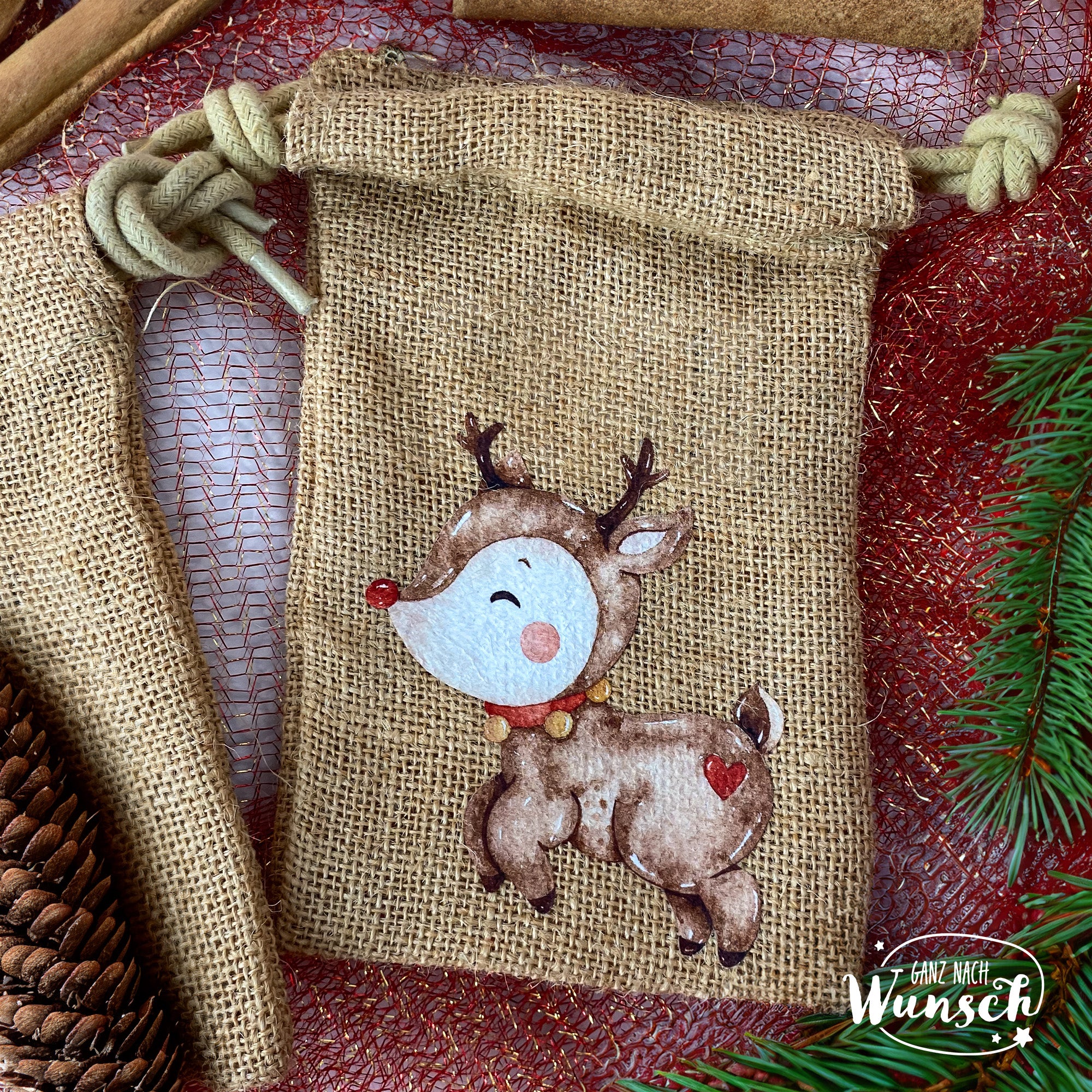 Weihnachten - Wintermotiv - Bedruckte Jutebeutel