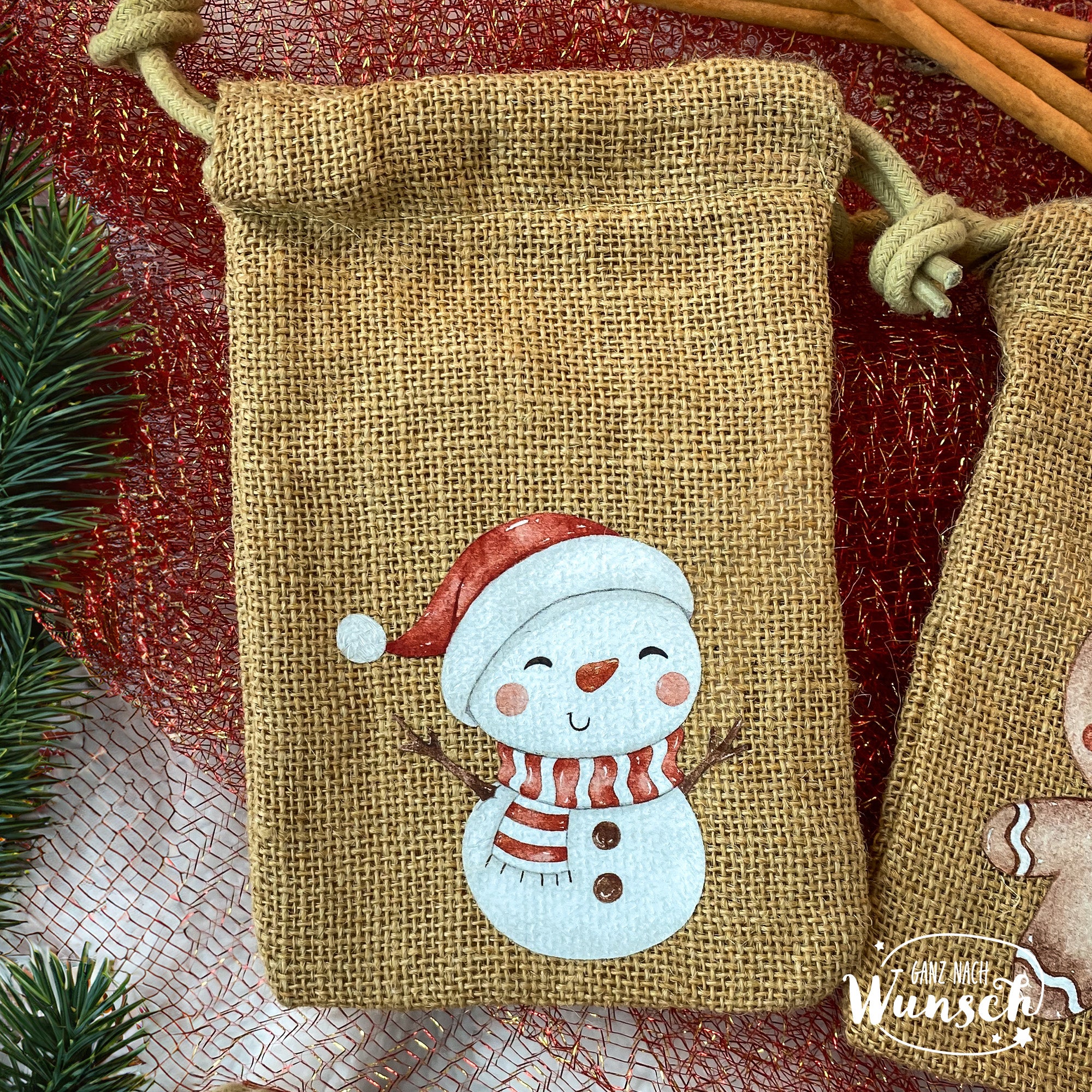 Weihnachten - Wintermotiv - Bedruckte Jutebeutel