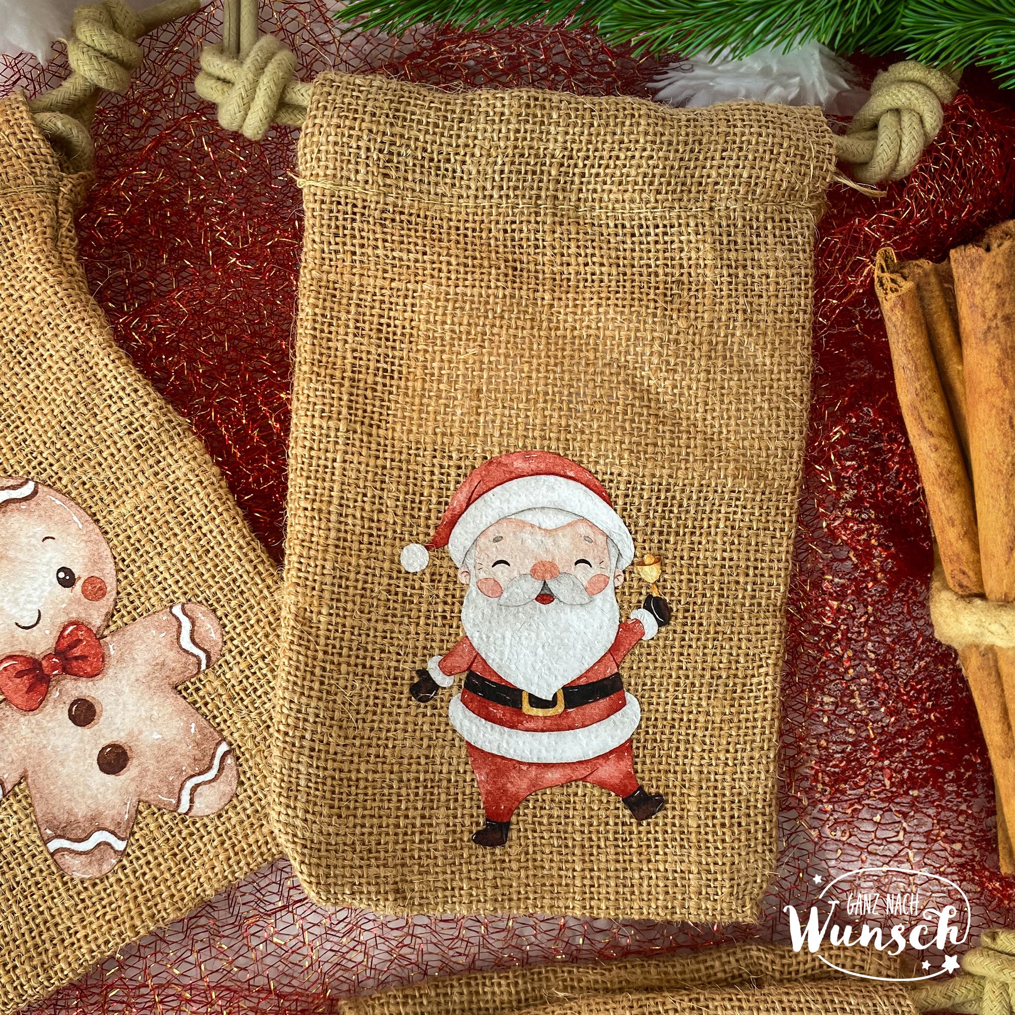 Weihnachten - Wintermotiv - Bedruckte Jutebeutel