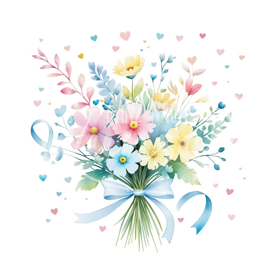 Bügelbild - Plott | T-Shirt | Hoodie | Blumenstrauß | Aquarell-Stil - gnw_v_1013