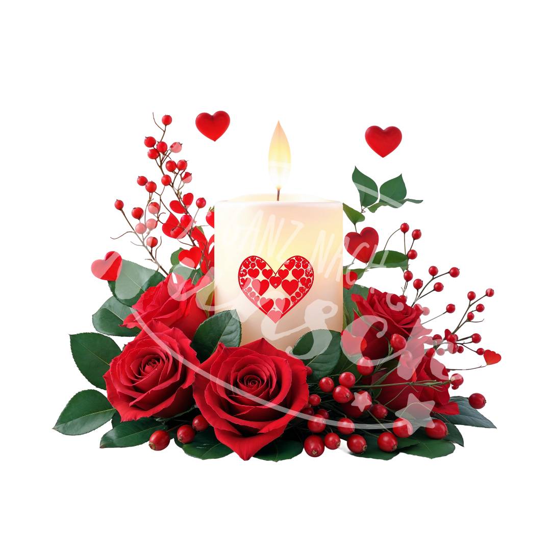 Bügelbild - Kerze mit Rosen - Plott | T-Shirt | Hoodie | Liebe - gnw_v_1025