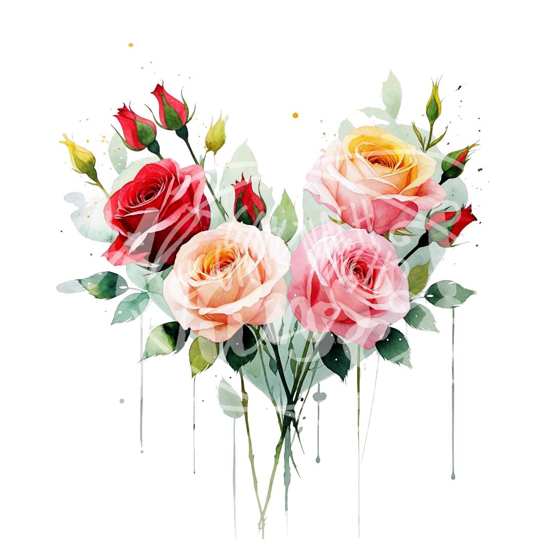 Bügelbild - Rosenstrauß Aquarell - Plott | T-Shirt | Hoodie | Romantik - gnw_v_1028