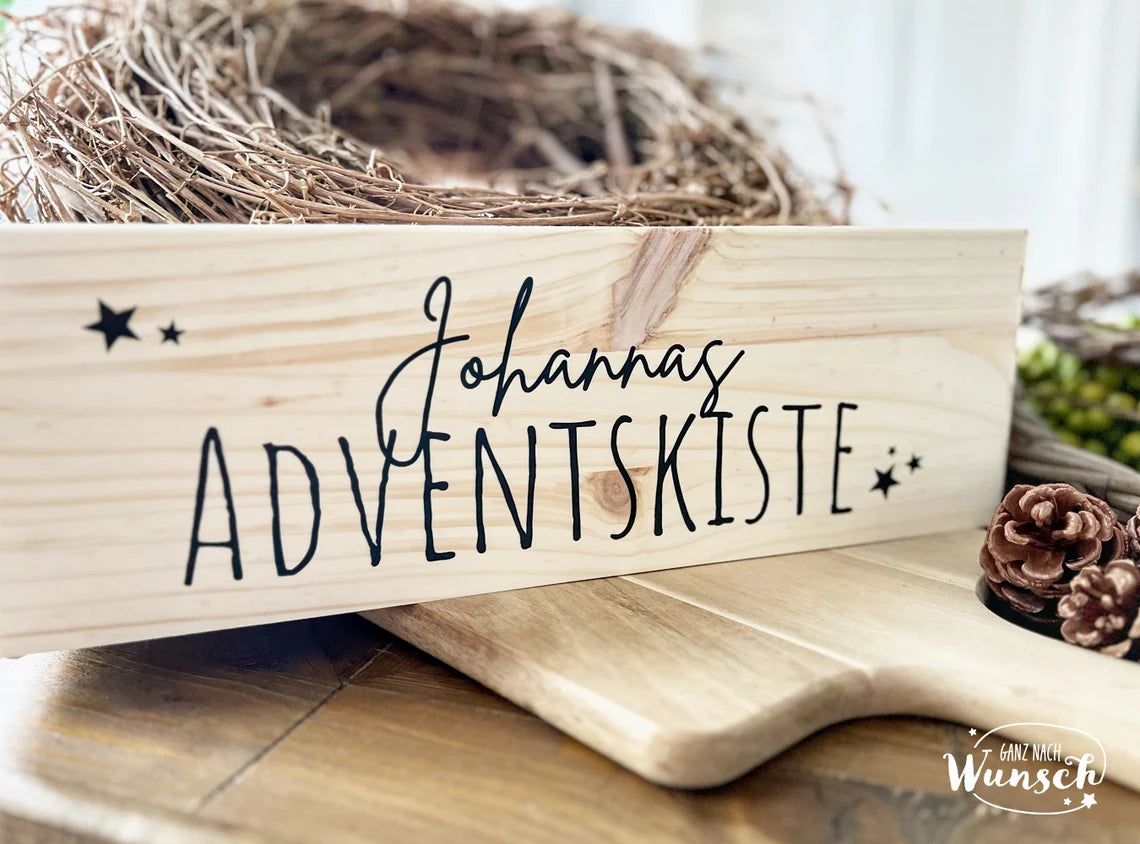 Weihnachten - Adventskalender - Bedruckte Holzkiste