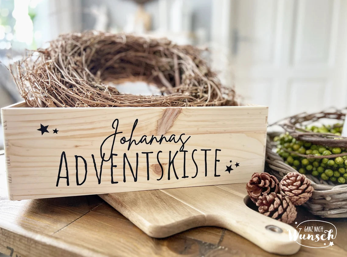 Weihnachten - Adventskalender - Bedruckte Holzkiste