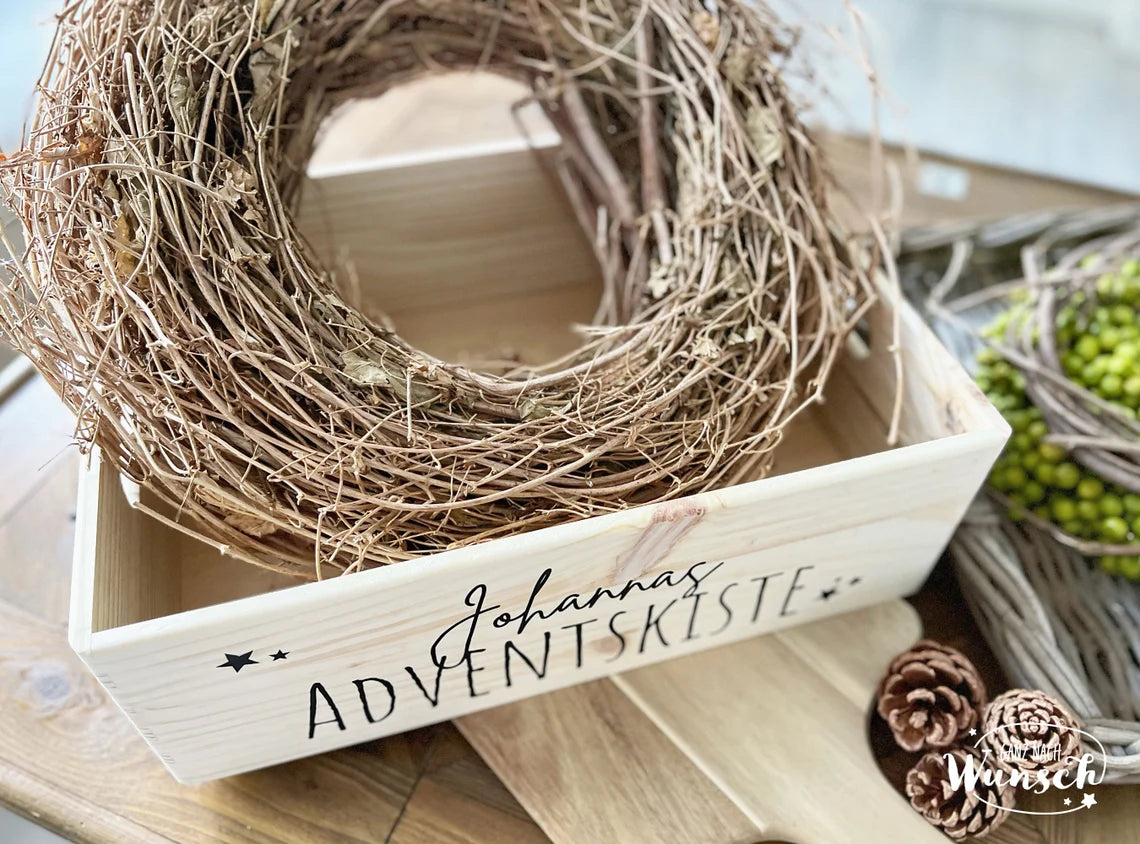 Weihnachten - Adventskalender - Bedruckte Holzkiste