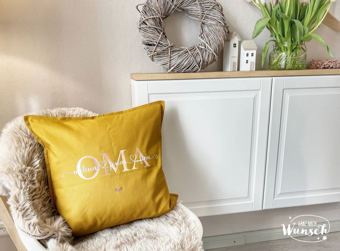 Personalisierter Kissenbezug | Geschenk für die Familie | Mama | Papa | Oma | Opa | Kissen | Tante | Patentante | Geschenk zu Weihnachten