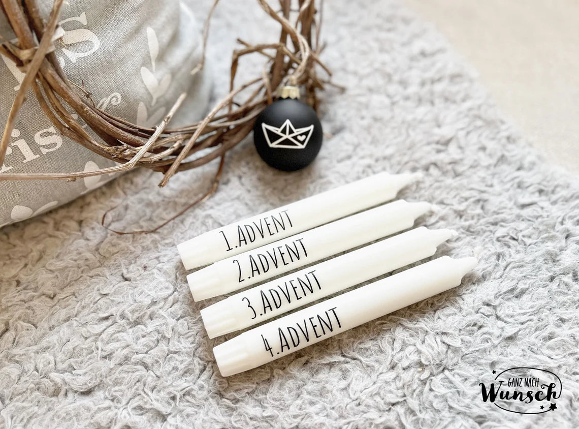 Stabkerzen | Kerzen | individuell | Geschenke | Mitbringsel | Weihnachten | Advent | Skandi | Boho | Landhaus | Christmas | Tree | 4er Set