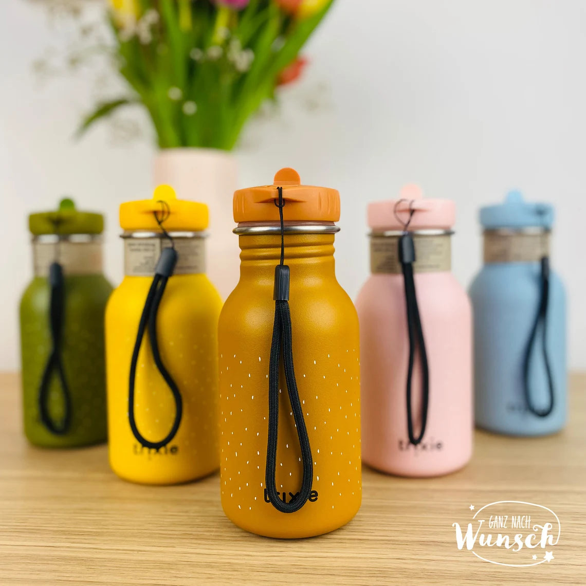Kinder Trinkflasche personalisiert Edelstahl | Trixie | Flasche für Kita, Kindergarten, Schule | Wasserflasche | Einschulung | 350ml