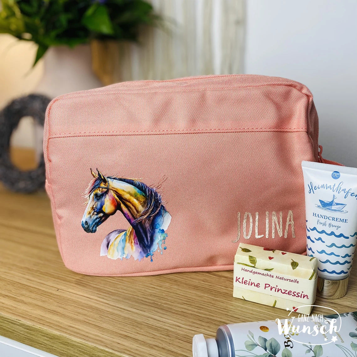 Geburtstagsgeschenk | Kulturbeutel | Kosmetiktasche | Kulturtasche Pferdemotiv