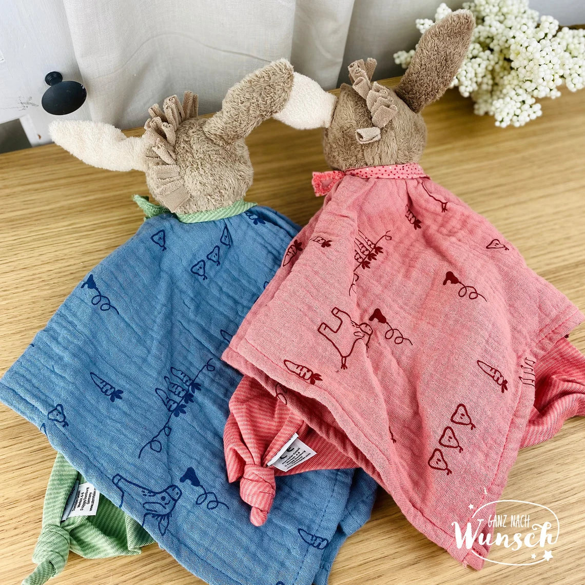 Sterntaler | Baby Geschenk | Schmusetuch | Geschenk zur Geburt | Schnuffeltuch | mit Stick | personalisierbar | Baby | Knoten | Musselin