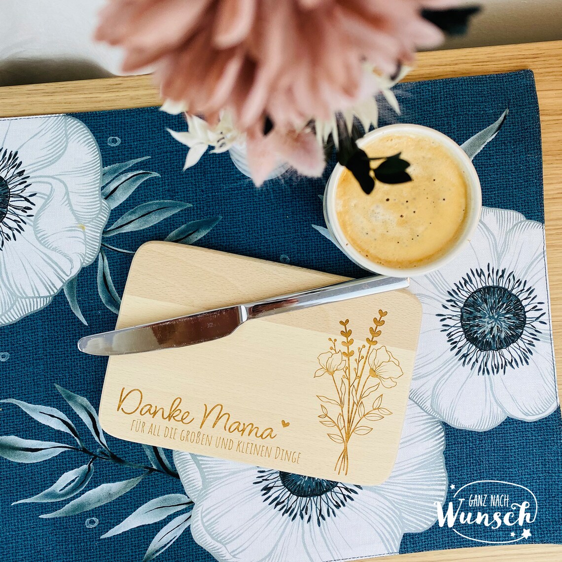 Frühstücksbrettchen Holz | Danke | Holzbrett | Geschenkidee | Geburtstagsgeschenk | Brettchen | Frühstücksbrett | Muttertag | Weihnachten