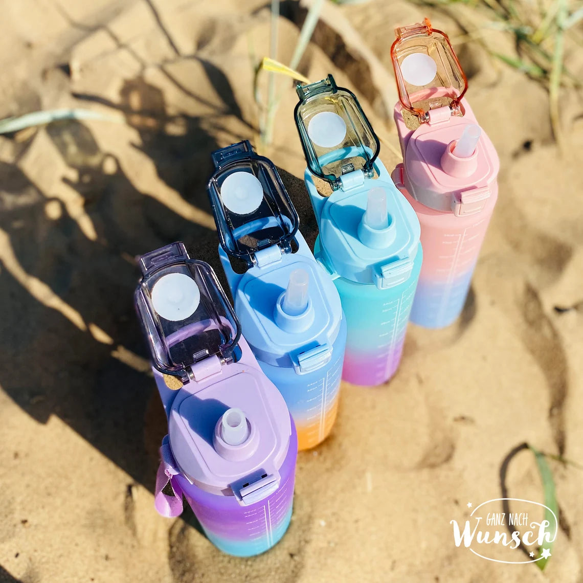 Trinkflasche mit Strohhalm | Wasserflasche personalisiert | 1 Liter | Trink Challenge | Wasser trinken | Water Challenge | Sport Flasche 1L