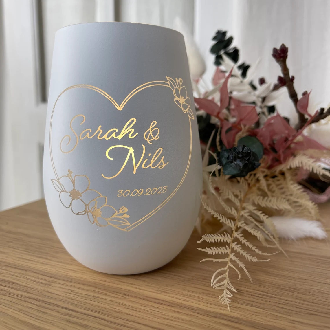 Personalisiertes Windlicht | Hochzeit | Hochzeitstag | Gravur | Kristallglas | Erinnerungslicht | Vase | Hochzeitsgeschenk