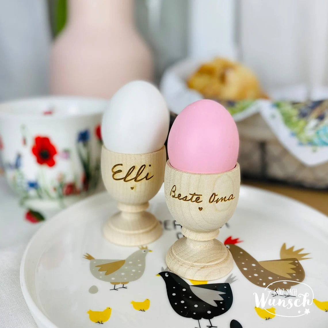 Personalisierter Eierbecher aus Holz