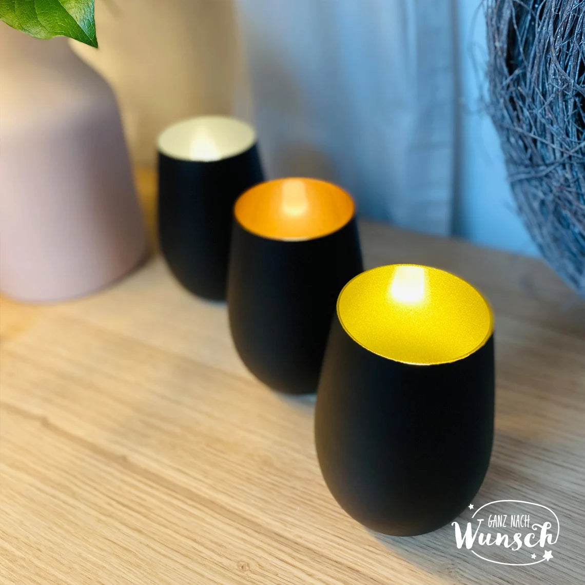 Personalisiertes Windlicht | Gravierte Gedenkkerze | Erinnerungslicht mit Gravur | Kristallglas | Vase | Trauer | Grablicht | Andenken