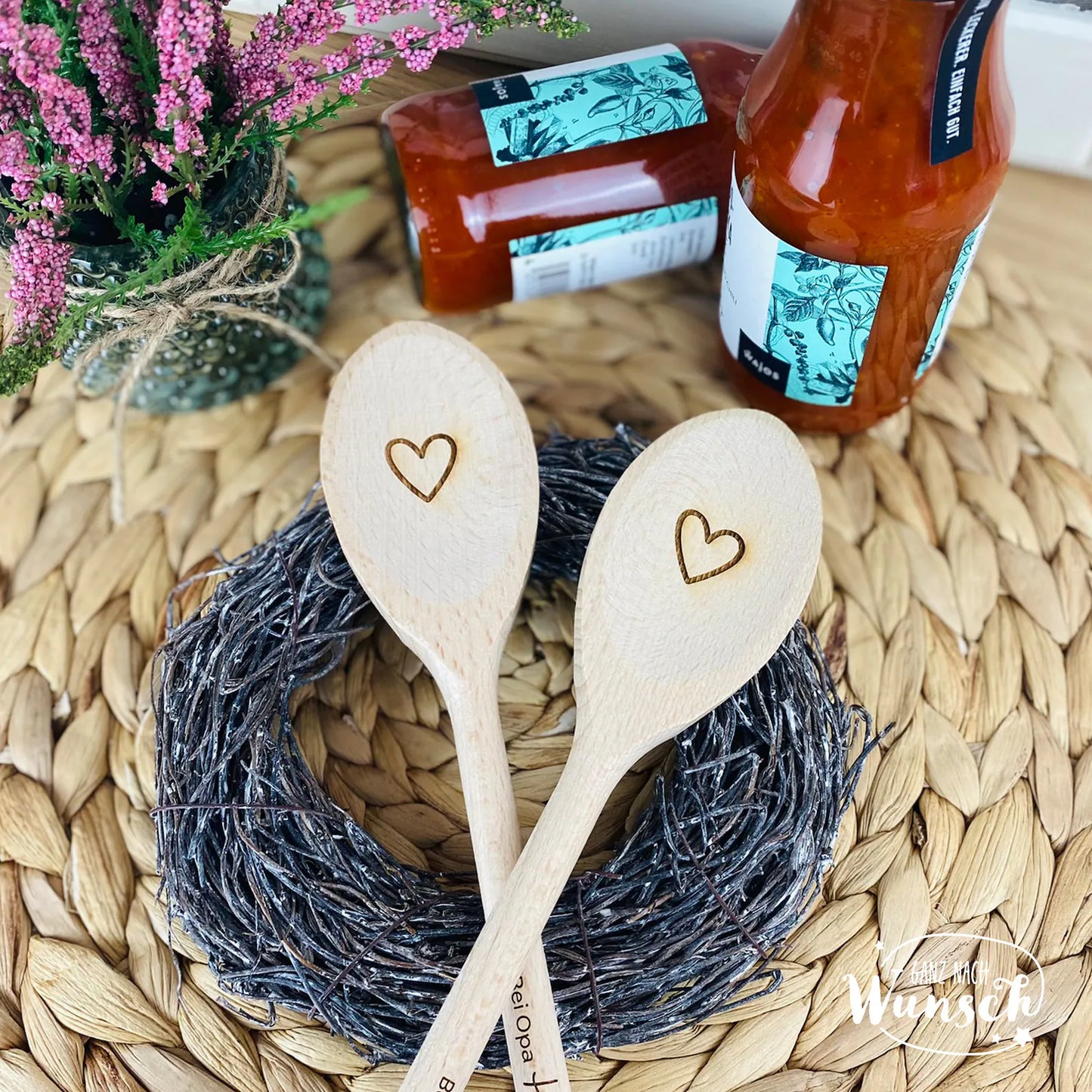 Personalisierter Kochlöffel aus Holz mit Gravur: Bei Oma/Opa schmeckts am besten!