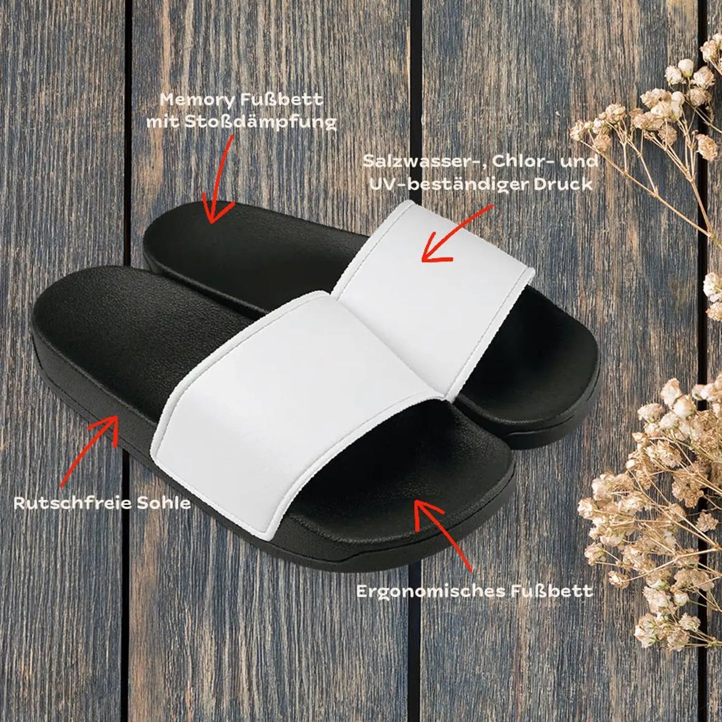 Badeschuhe "Bräutigam,", für Hochzeit, Jungesellenabschied, Sauna, Badelatschen, FlipFlops, Adiletten, Slipper mit Motiv, Eukalyptus