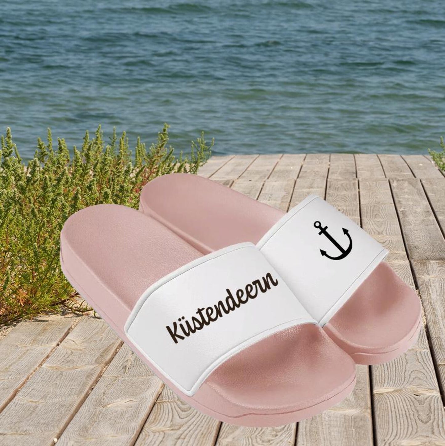 Badeschuhe "Küstendeern", perfekt für Urlaub, Strand, Schwimmbad, Sauna, Badelatschen, FlipFlops, Adiletten, Maritim, Küste