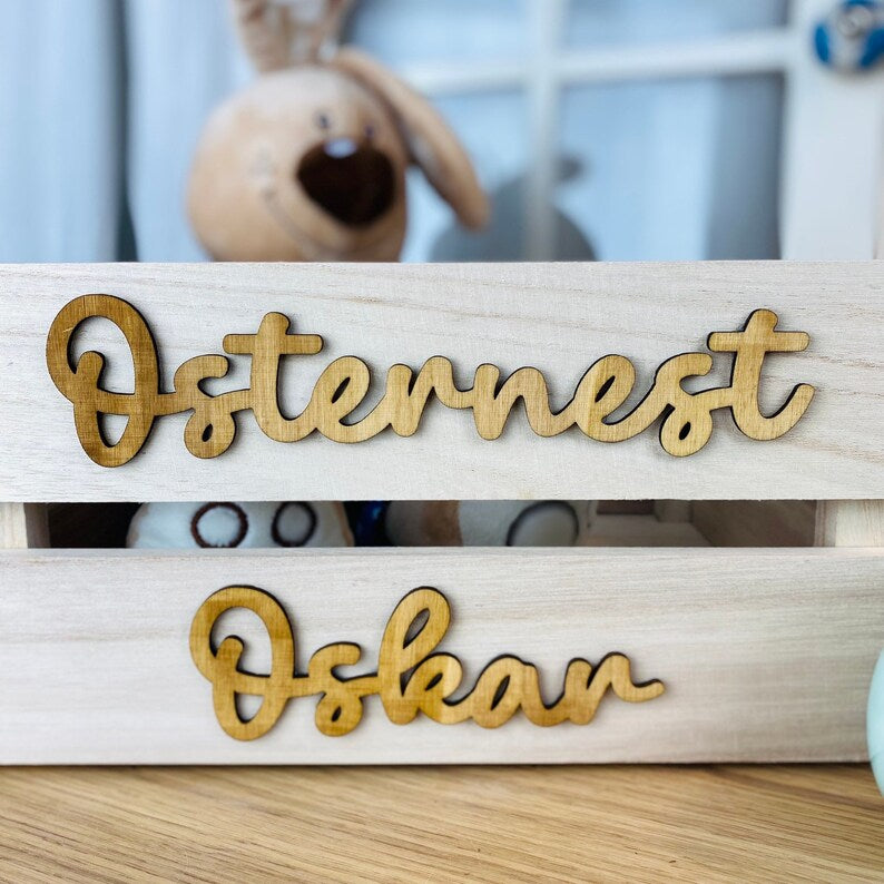 Osterkiste | Personalisierte Kiste aus Holz | Osterbox zum Befüllen | Osternest | Ostereisuche | Ostereier | Häschen | Korb für Ostern