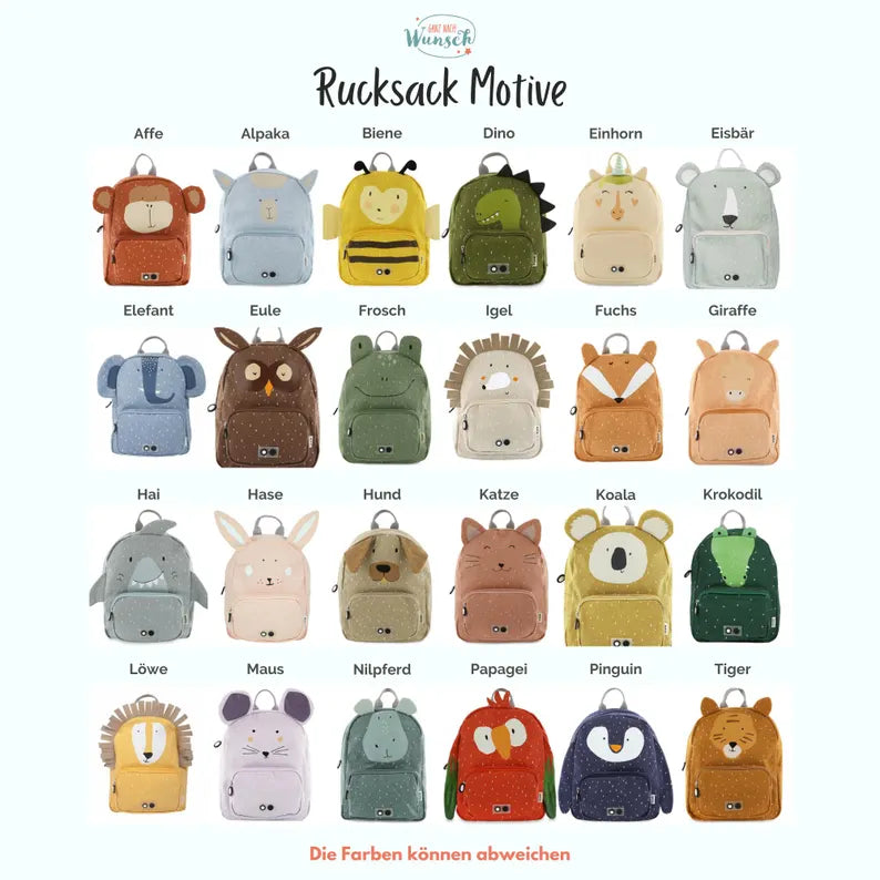 Kinder Rucksack personalisiert | Trixie Baby | Tiermotiv | Wanderrucksack Schule | Tasche für Kinder | Backpack Kids | Kindergartenrucksack