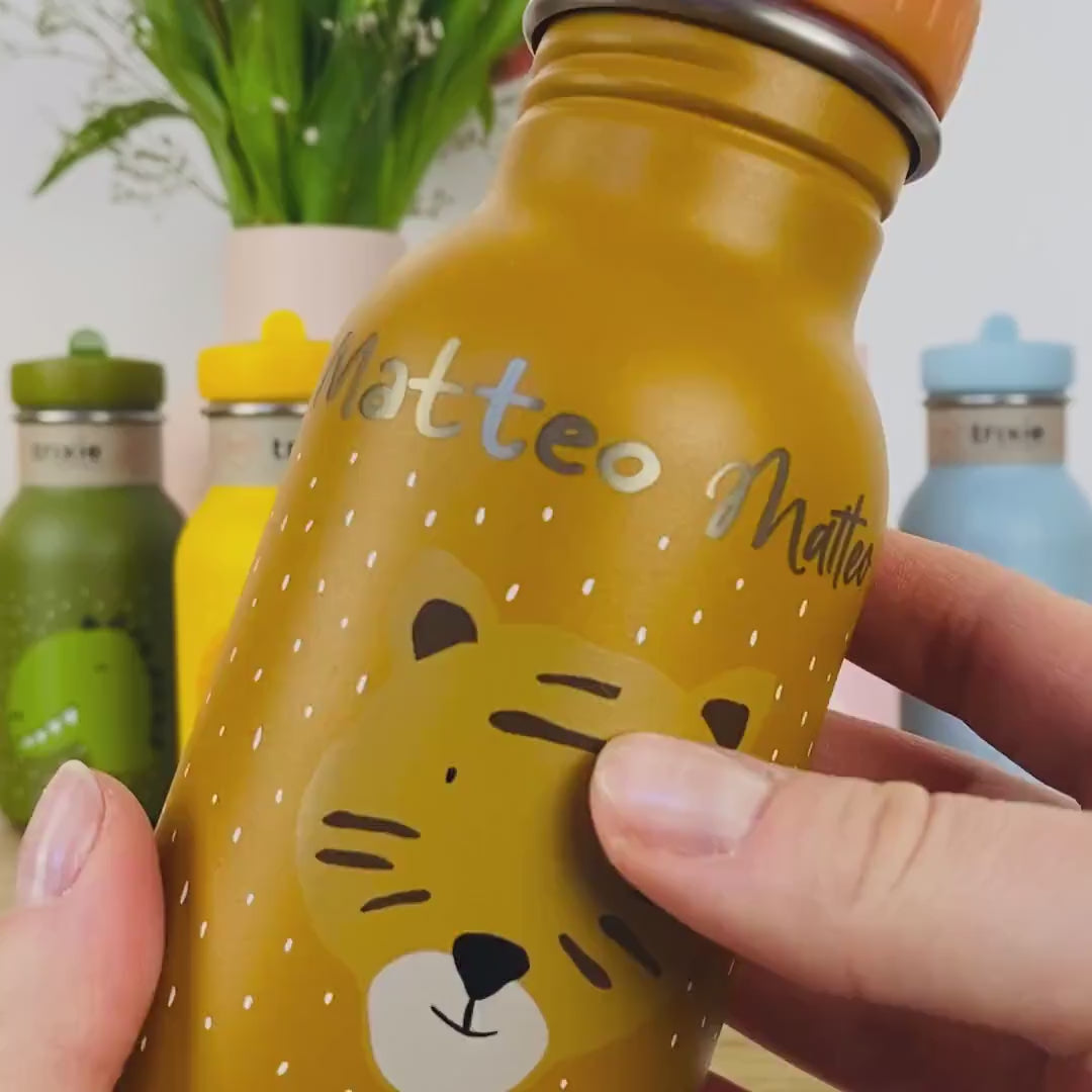 Kinder Trinkflasche personalisiert Edelstahl | Trixie | Flasche für Kita, Kindergarten, Schule | Wasserflasche | Einschulung | 350ml
