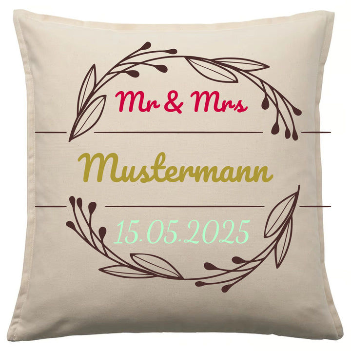 Kissen Hochzeit personalisiert „Mr &amp; Mrs" | mit Namen &amp; Datum | Ganz nach Wunsch