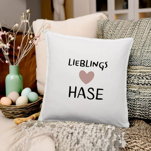 Kissenbezug | Lieblingshase | 50x50cm | Baumwolle | Geschenk | Osterdeko | Liebe | Herz | Skandi | Boho | verschiedene Designs