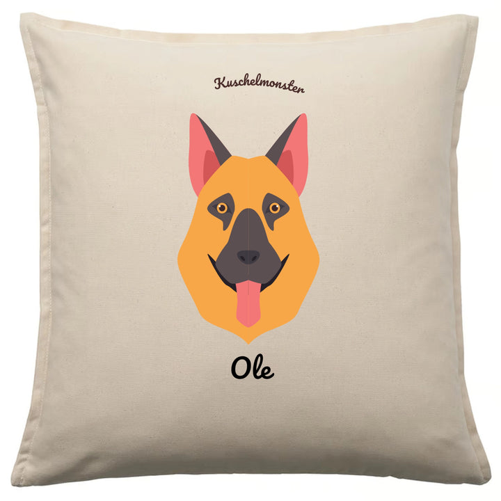 Kissen Hund personalisiert mit Namen &amp; Rasse | Silhouetten-Motiv | Ganz nach Wunsch