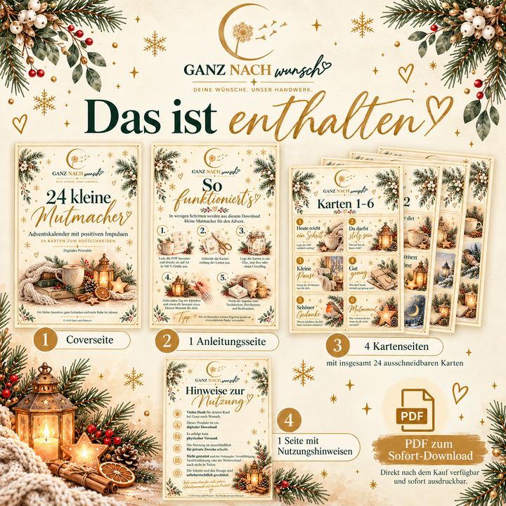 24 kleine Mutmacher – Adventskalender mit positiven Impulsen
