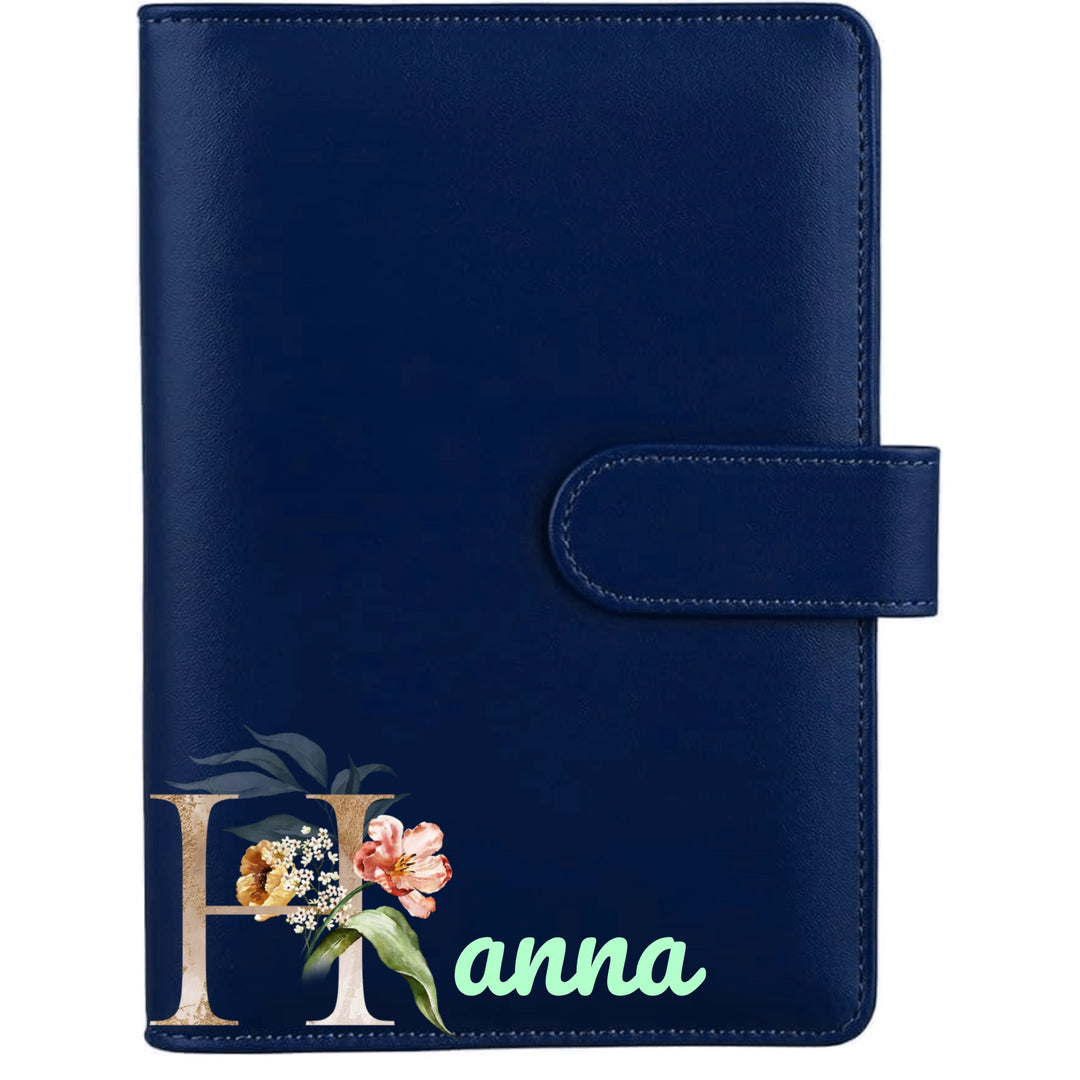 Budgetplaner A6 personalisiert „Blumen-Monogramm" mit Initiale | Ganz nach Wunsch