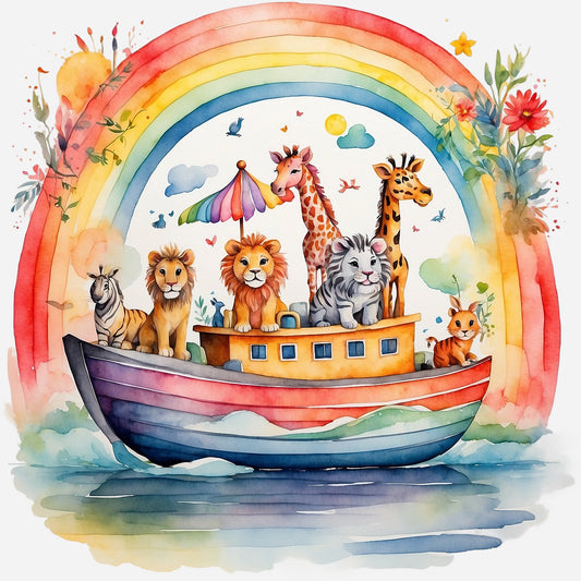 Bügelbild - Tierparade auf dem Boot