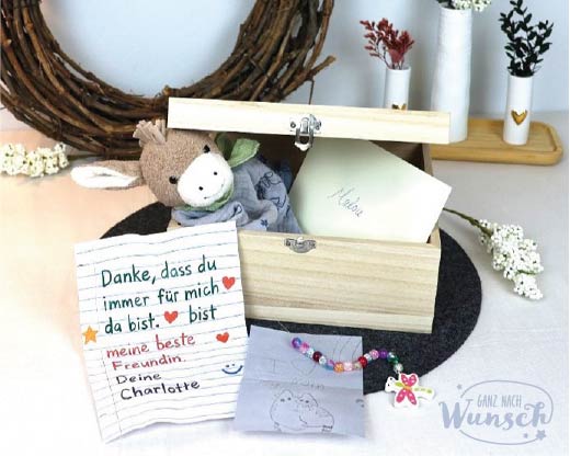 Zeitkapsel aus Holz - personalisiert mit Name & Datum | Erinnerungskiste für die Zukunft | Geschenk zur Geburt, Taufe, Einschulung