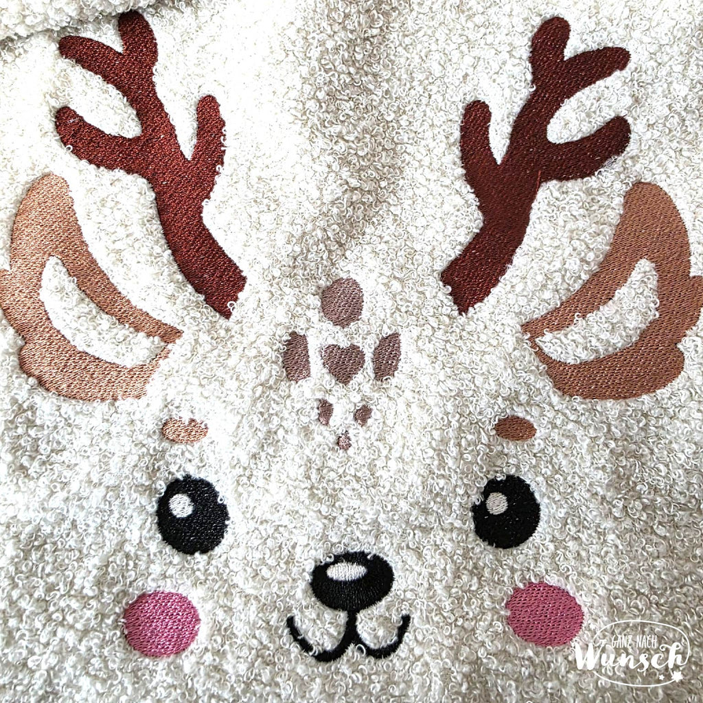 Kissenbezug 50x50 | Stick | Geschenk | Weihnachten | Deko Kissen | liebevoll gestaltet | Kuschelkissen | Merry Christmas | Rentier