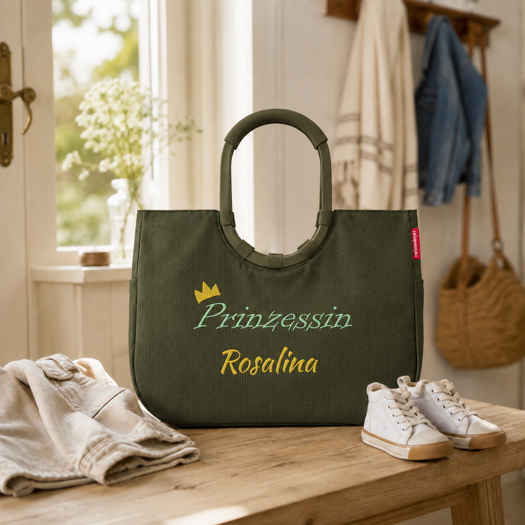 Loopshopper L personalisiert mit Name &amp; Krone – Reisenthel bestickt | GNW