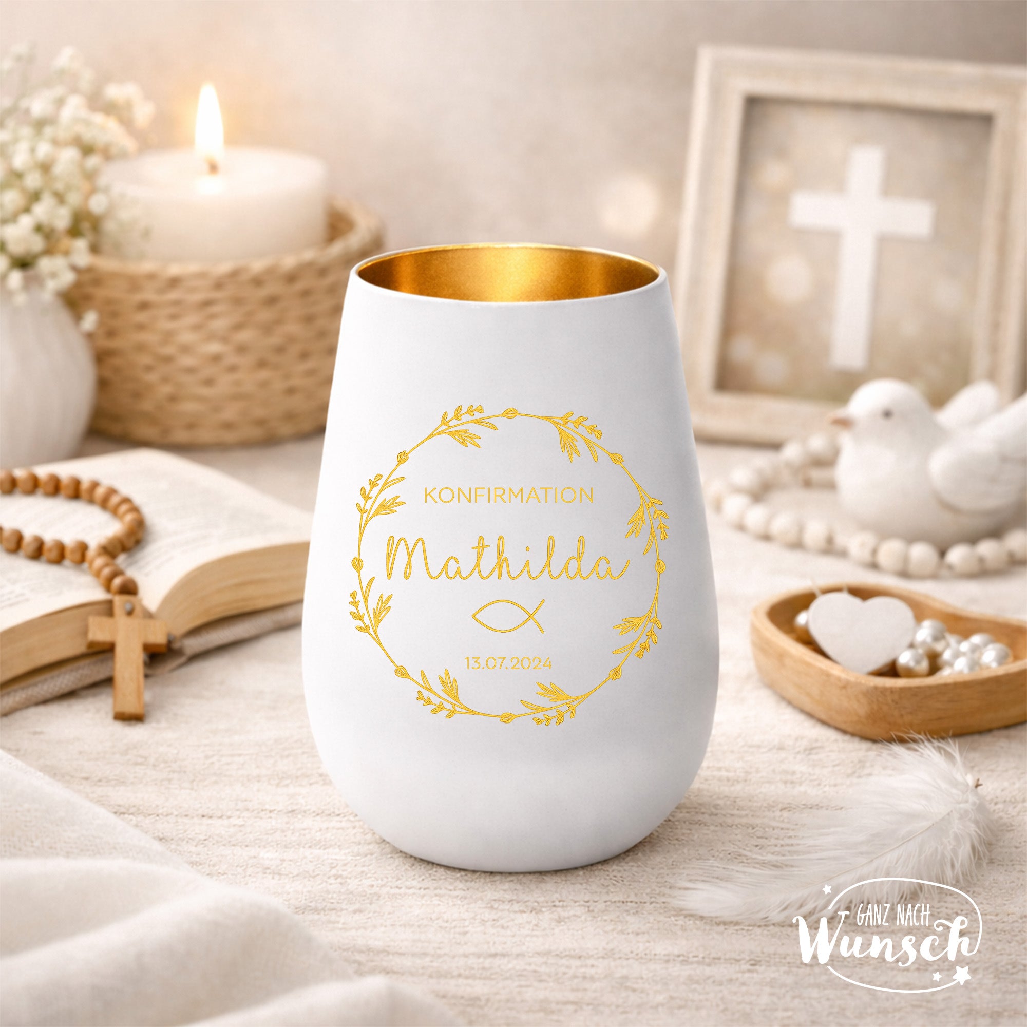 Windlicht | Konfirmation | Kommunion | Patenkind | Patengeschenk | personalisiertes Windlicht | Geschenk | Pate