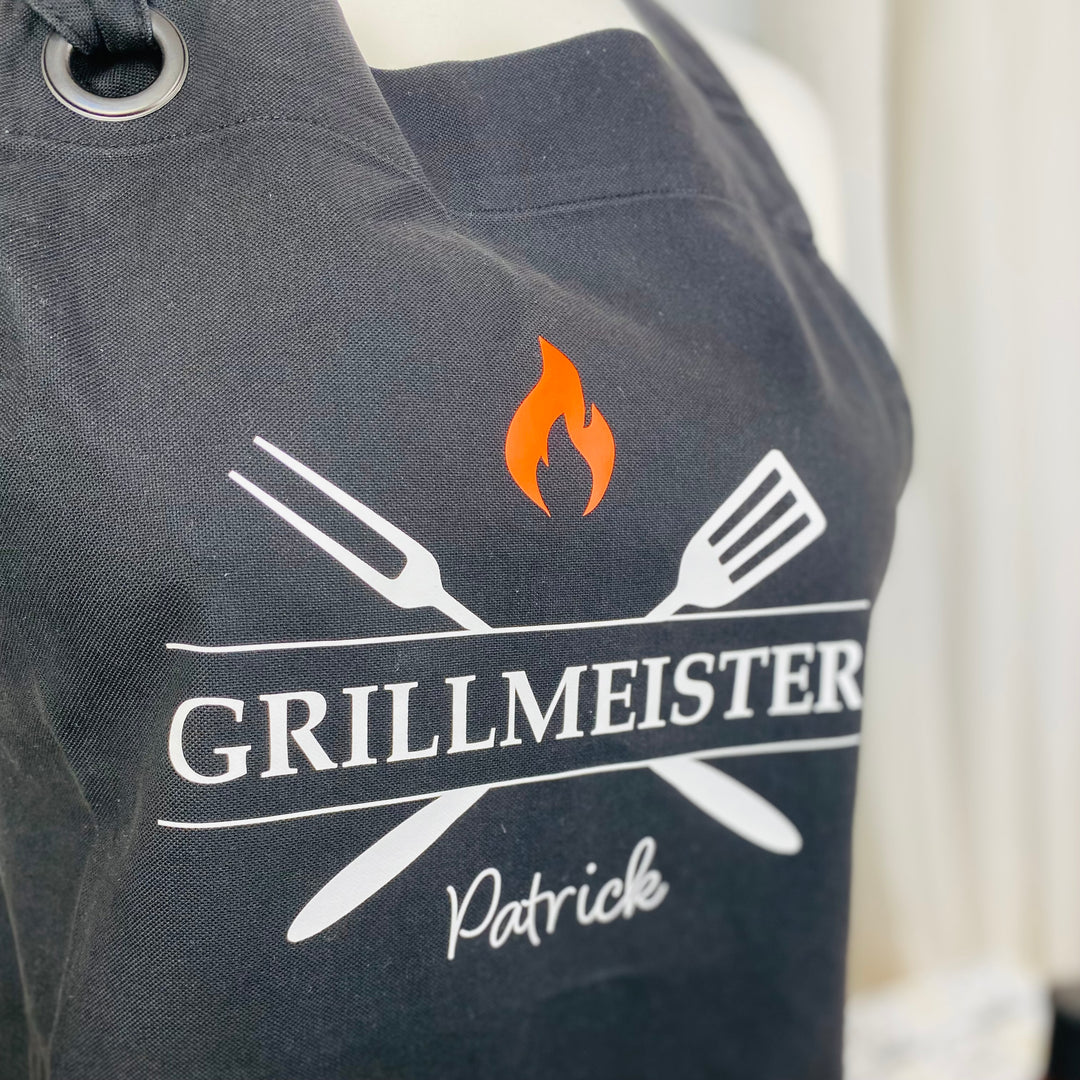 Grillschürze personalisiert – „Grillmeister“ mit Wunschname