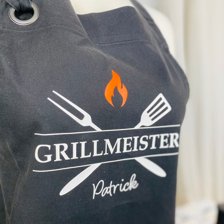 Grillschürze personalisiert – „Grillmeister“ mit Wunschname
