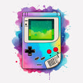 Bügelbild - Aquarell Gameboy - Retro Stil