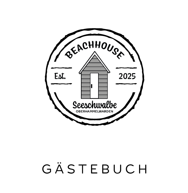 Gästebuch Ferienhaus Leinen 25x25 cm | Edles Gästebuch mit Pergamin | 60 Seiten | Urlaub & Vermietung