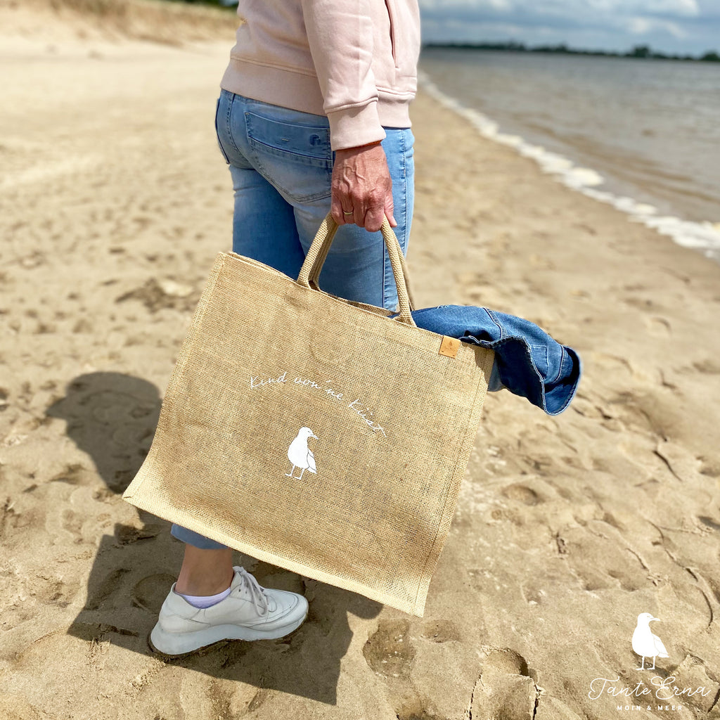 Strandtasche aus Jute mit maritimen Motiv | Tante Erna