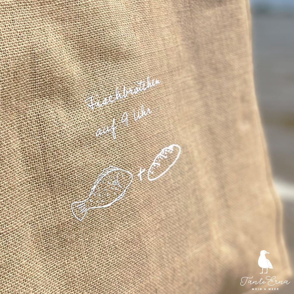 Strandtasche aus Jute mit maritimen Motiv | Tante Erna