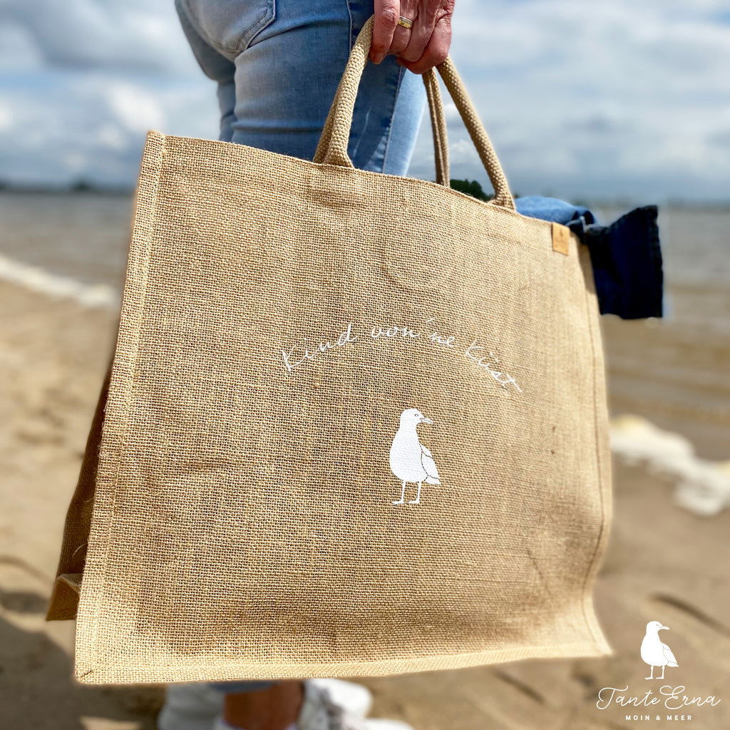 Strandtasche aus Jute mit maritimen Motiv | Tante Erna