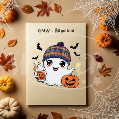 Bügelbild - Süßes Gespenst mit Herbstzauber - Niedlich & Kuschelig - GNW_600002